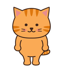 Tabby cat waiting for a friend. Vector illustration isolated on a white background.