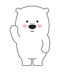 Polar bear waving a hand. Vector illustration isolated on a white background.