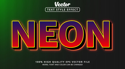 Text Neon, neon yellow and red color aura text effect, editable text effect