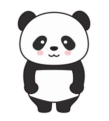 Panda waiting for a friend. Vector illustration isolated on a white background.