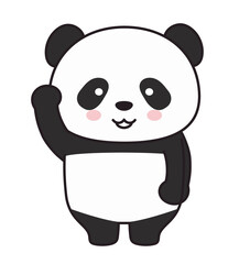 Panda waving a hand. Vector illustration isolated on a white background.