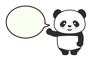 Panda talking to someone with a speech bubble. Vector illustration isolated on a white background.