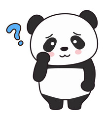 Panda having doubts. Vector illustration isolated on a white background.