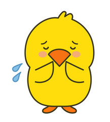Chick worried something. Vector illustration isolated on a white background.
