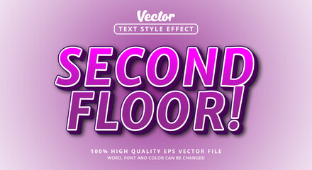 Second Floor text with purple color style, Editable text effect