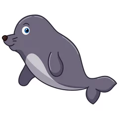 Rolgordijnen Cartoon cute seal on white background © Mr.Kodok