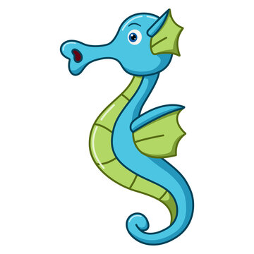 Cute seahorse cartoon on white background