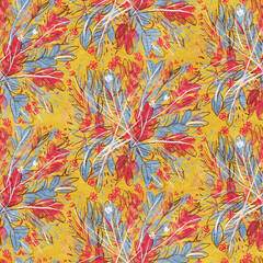 Seamless pattern with bright spring flowers