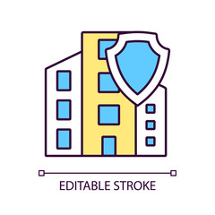 Commercial property insurance RGB color icon. Real estate. Insurance policy for customer safety. Isolated vector illustration. Simple filled line drawing. Editable stroke. Arial font used