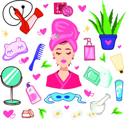 Color Illustration: Home Care Cosmetics Set