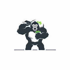 mascot gorilla logo holding money