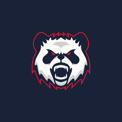 Angry panda head logo mascot