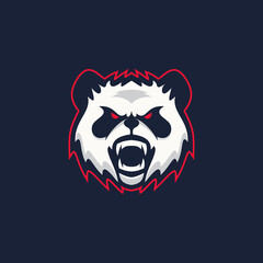 Angry panda head logo mascot
