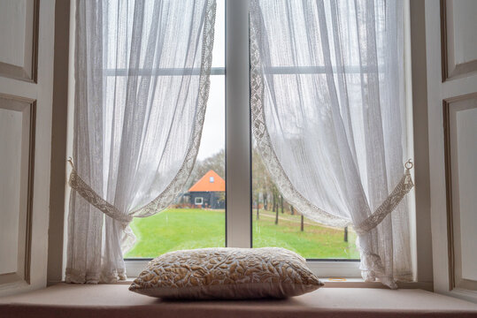 Reading nook in old window sill