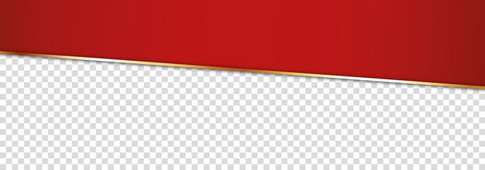 long red ribbon banner with gold frame with transparent place