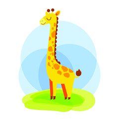 Fototapeta premium cute little giraffe cartoon vector illustration