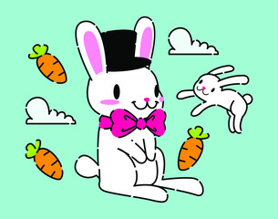 cute little bunny cartoon vector illustration