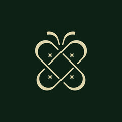 Simple Butterfly Logo. Flat Minimalist Butterfly Icon Monogram Logo Identity Abstract.