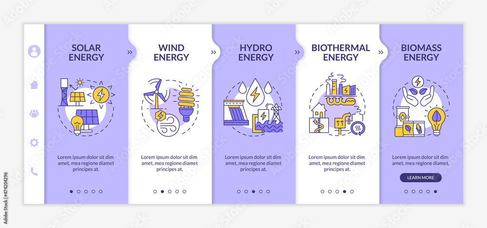 Aufkleber limitless energy sources onboarding template. renewable clean power. responsive mobile website with 