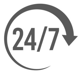 Simple 24 hours support icon, symbol, badge isolated on white background. vector design. 
