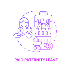 Salaried paternity leave concept icon. Parental vacation. Father child care non work time abstract idea thin line illustration. Isolated outline drawing. Roboto-Medium, Myriad Pro-Bold fonts used