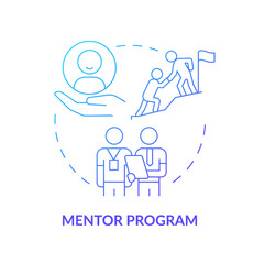 Obraz premium Mentor for new hire concept icon. Employee education during work process. Internship abstract idea thin line illustration. Isolated outline drawing. Roboto-Medium, Myriad Pro-Bold fonts used
