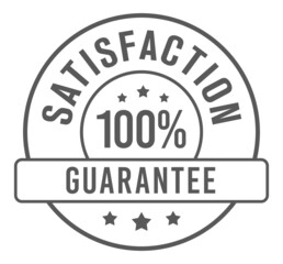 Fototapeta na wymiar 100% satisfaction guarantee minimalist badge, icon, sign, symbol design isolated on white background. 