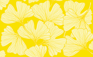 Fototapeta na wymiar Yellow Ginkgo biloba leaves pattern background. Vector illustration