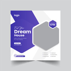 Real Estate Social Media Post Template or Instagram Post Design
