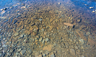 Background with water and stones in the river.