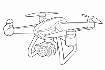 illustration of a drone flying, vector drawing