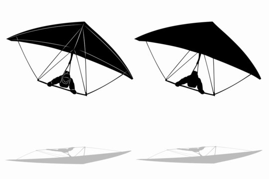 silhouette of a hang glider, vector drawing