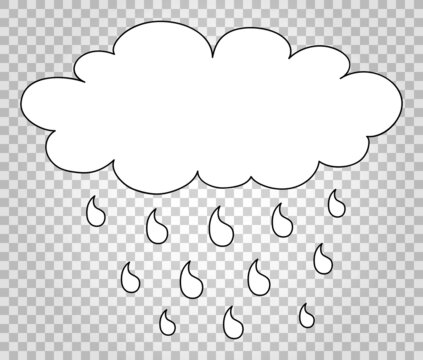 Cloud and rain. Hand-drawn colorless vector illustration