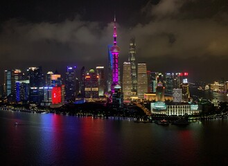 Fototapeta na wymiar Shanghai Pudong skyline panorama, China at night
