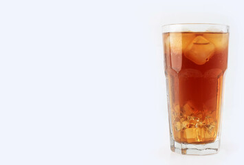 Cold Tea or Ice Tea Isolated on White, Copy Space for Text