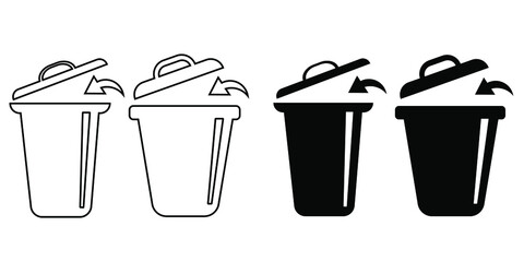 Bin icon. Trash can. Recycle icons set. Biodegradable, compostable, recyclable icon set. Vector illustration rubbish box on wheels
