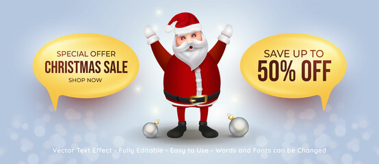 Christmas sale banner with character santa claus a on modern background