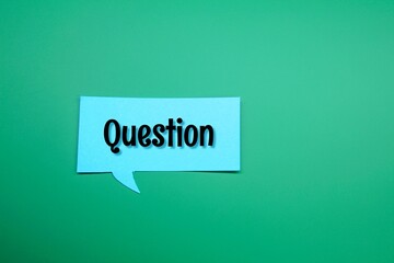 blue color conversation box with question words. concept question