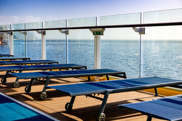 Cruise ship chairs on  upper deck