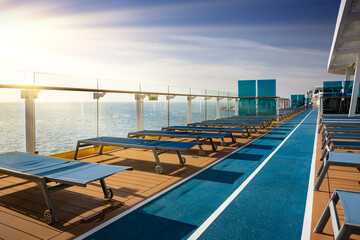 Cruise ship chairs on  upper deck