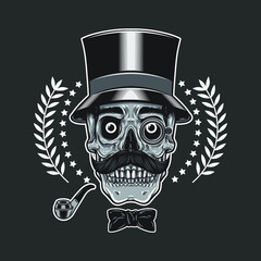 Skull wearing tall head badge