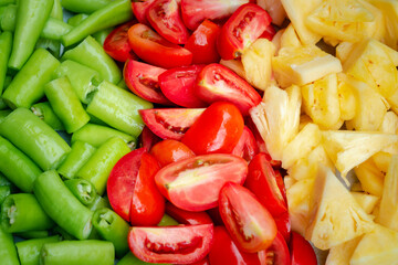 Pineapple, bell pepper, tomato for BBQ