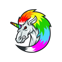 Angry unicorn cartoon logo mascot