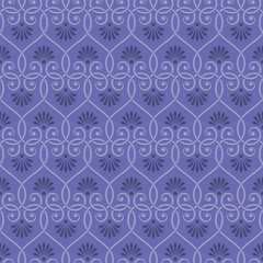 Fototapeta premium Curly retro background. Vector seamless pattern in Very Peri color.