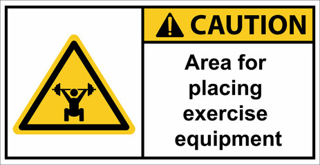 Obraz premium space for exercise equipment exercise floor.Caution sign.