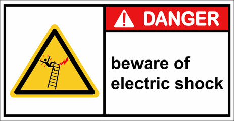 The ladder hazard does not protect against high voltage.,Danger sign.