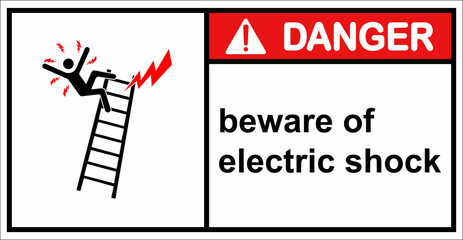 The ladder hazard does not protect against high voltage.,Danger sign.