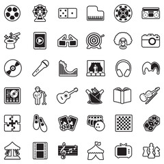 Entertainment Icons. Line With Fill Design. Vector Illustration.
