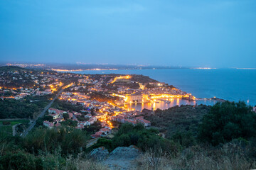 sunrise upon the city of Collioure, Catalan country, vue du port et sur les lumières de la ville