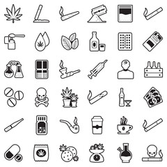 Drugs Icons. Line With Fill Design. Vector Illustration.